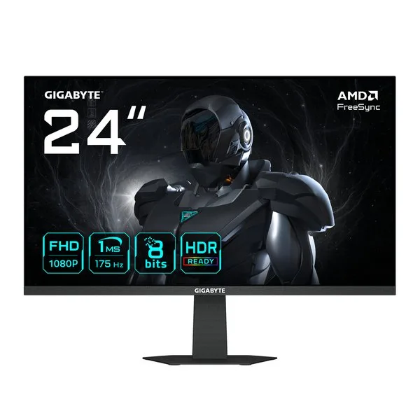 Монитор 23.8" Gigabyte GS24F14A IPS 1920x1080, 175 Гц, 1 мс, 16:9, 400 кд/м², HDMI, DisplayPort, HDR, Flicker Free, матовый экран, черный